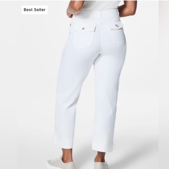 Spanx Stretch Twill Cropped Pant In Bright White, SIZE MEDIUM - Picture 3 of 7